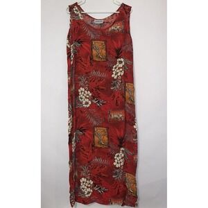 Vtg 90's California Krush Women's XL Maxi Floral Dress Rayon Tropical Print Boho
